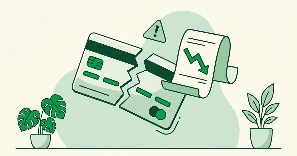 Broken credit card and chargeback receipt